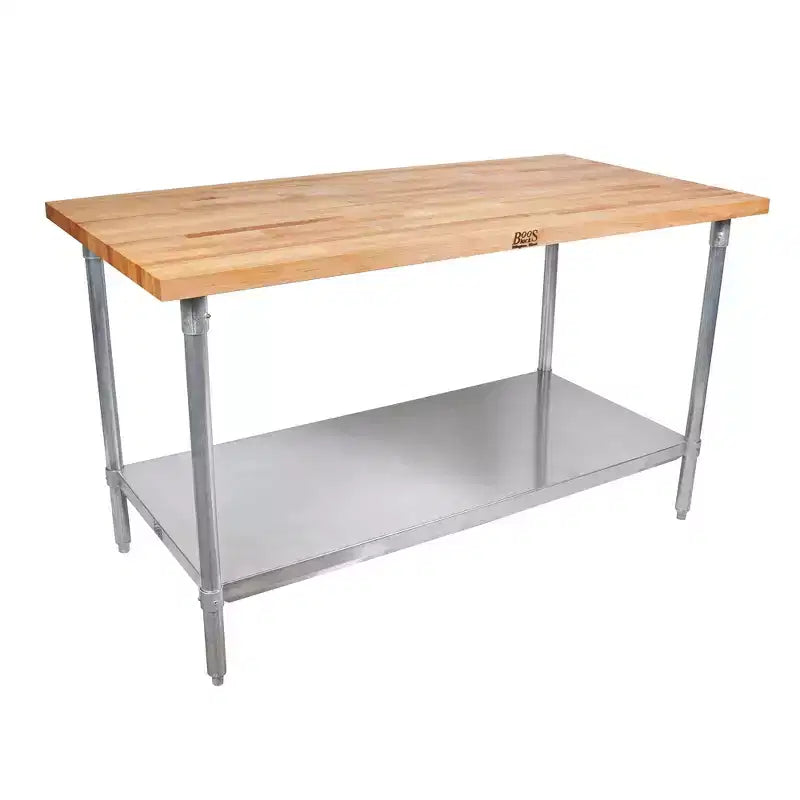 Table de travail avec plateau en bois d'érable et étagère inférieure réglable, 60 x 30 x 1,5