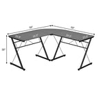 Bureau d'ordinateur d'angle 150 cm pour bureau à domicile, marron/noir