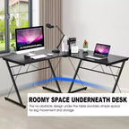 Bureau d'ordinateur d'angle 150 cm pour bureau à domicile, marron/noir