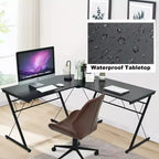 Bureau d'ordinateur d'angle 150 cm pour bureau à domicile, marron/noir