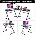 Bureau d'ordinateur d'angle 150 cm pour bureau à domicile, marron/noir