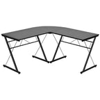 Bureau d'ordinateur d'angle 150 cm pour bureau à domicile, marron/noir