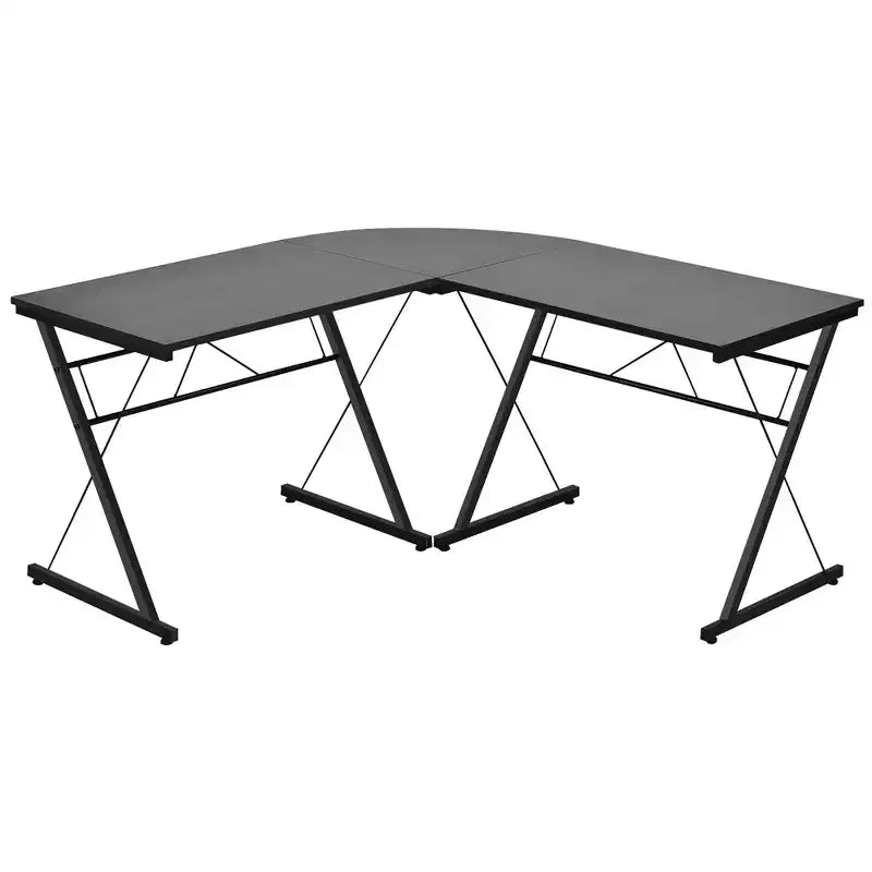 Bureau d'ordinateur d'angle 150 cm pour bureau à domicile, marron/noir