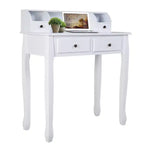 Bureau d'ordinateur à domicile, bureau d'écriture avec 4 tiroirs Blanc