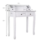 Bureau d'ordinateur à domicile, bureau d'écriture avec 4 tiroirs Blanc