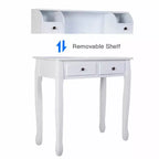 Bureau d'ordinateur à domicile, bureau d'écriture avec 4 tiroirs Blanc