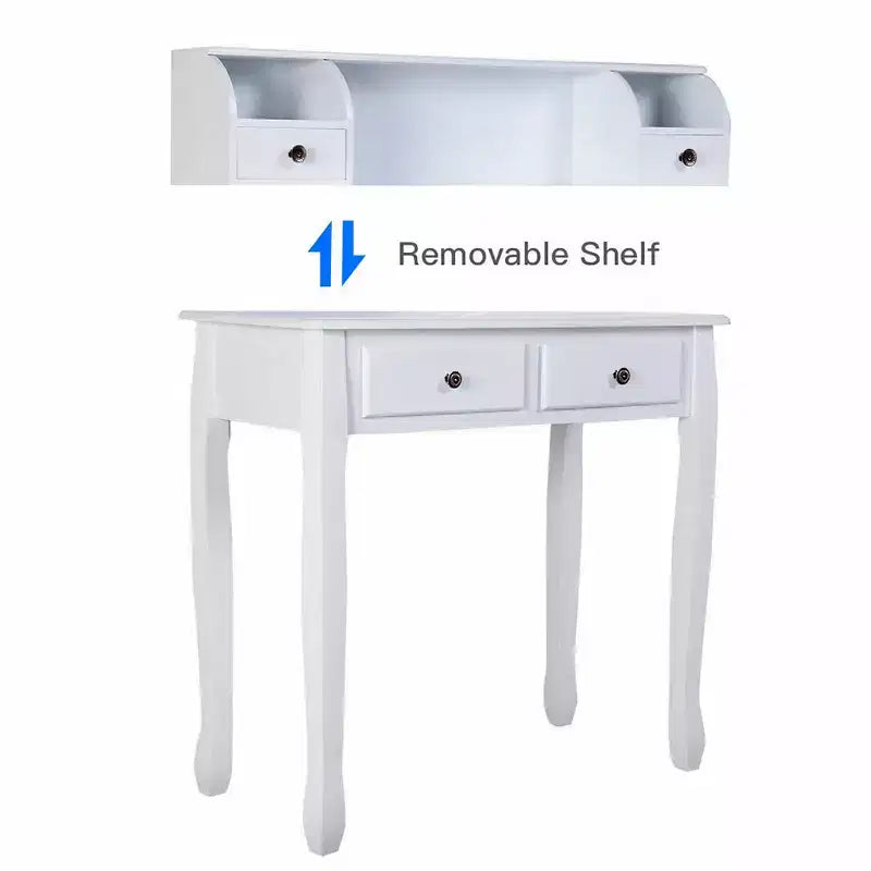 Bureau d'ordinateur à domicile, bureau d'écriture avec 4 tiroirs Blanc