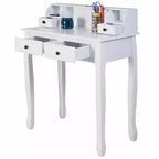 Bureau d'ordinateur à domicile, bureau d'écriture avec 4 tiroirs Blanc