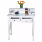 Bureau d'ordinateur à domicile, bureau d'écriture avec 4 tiroirs Blanc