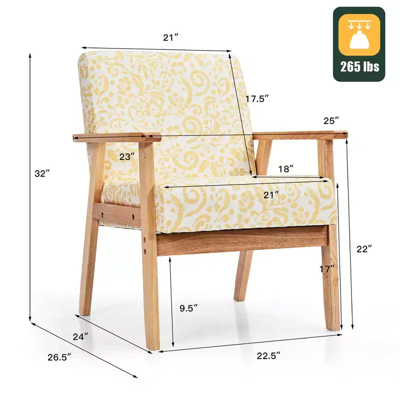 2 fauteuils d'appoint rembourrés avec cadre en bois blanc/bleu/jaune pour la maison ou le bureau