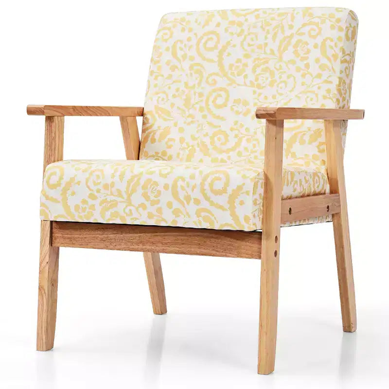 2 fauteuils d'appoint rembourrés avec cadre en bois blanc/bleu/jaune pour la maison ou le bureau