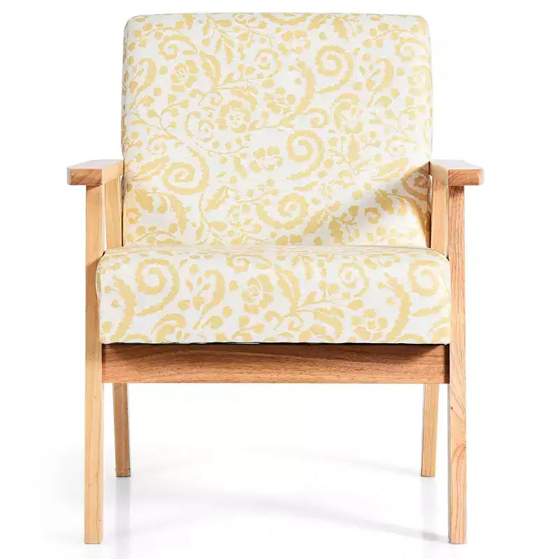 2 fauteuils d'appoint rembourrés avec cadre en bois blanc/bleu/jaune pour la maison ou le bureau