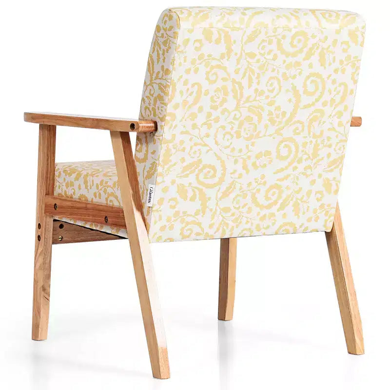 2 fauteuils d'appoint rembourrés avec cadre en bois blanc/bleu/jaune pour la maison ou le bureau