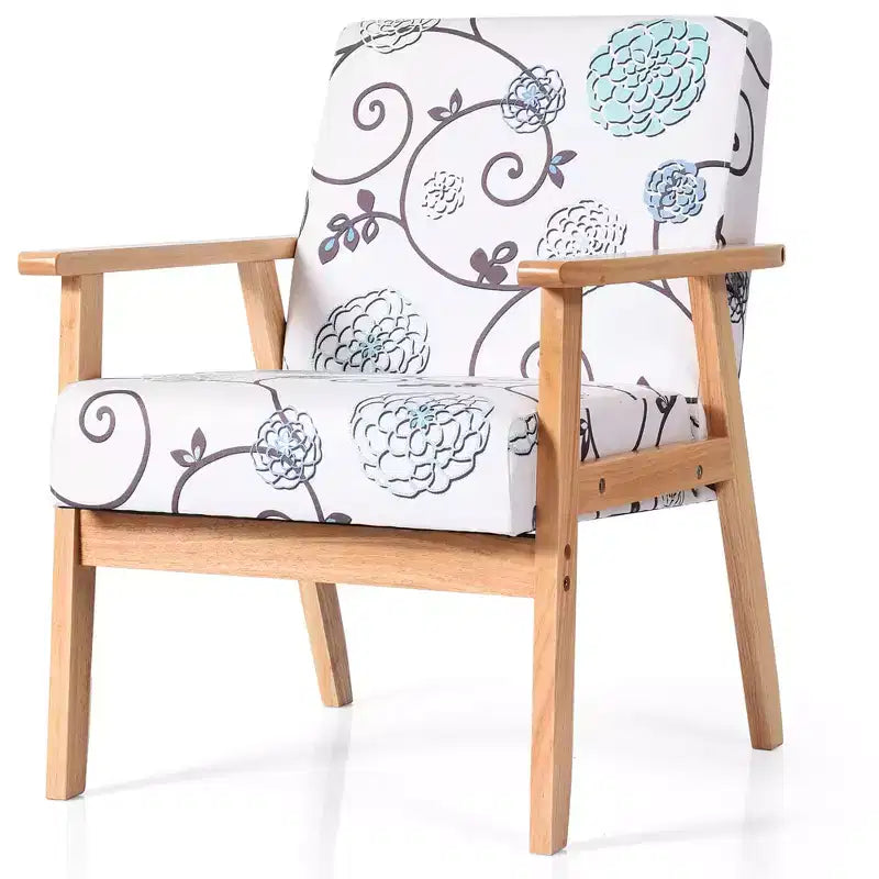 2 fauteuils d'appoint rembourrés avec cadre en bois blanc/bleu/jaune pour la maison ou le bureau