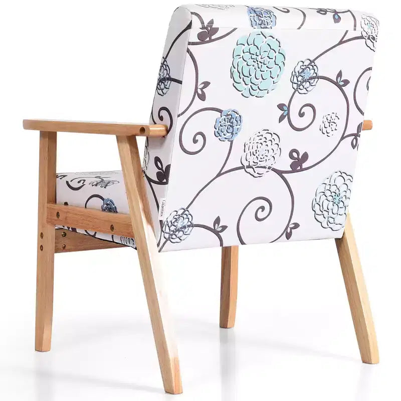 2 fauteuils d'appoint rembourrés avec cadre en bois blanc/bleu/jaune pour la maison ou le bureau